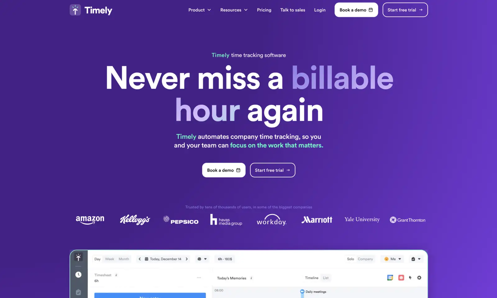 SaaS Product Timely's Website made in Webflow