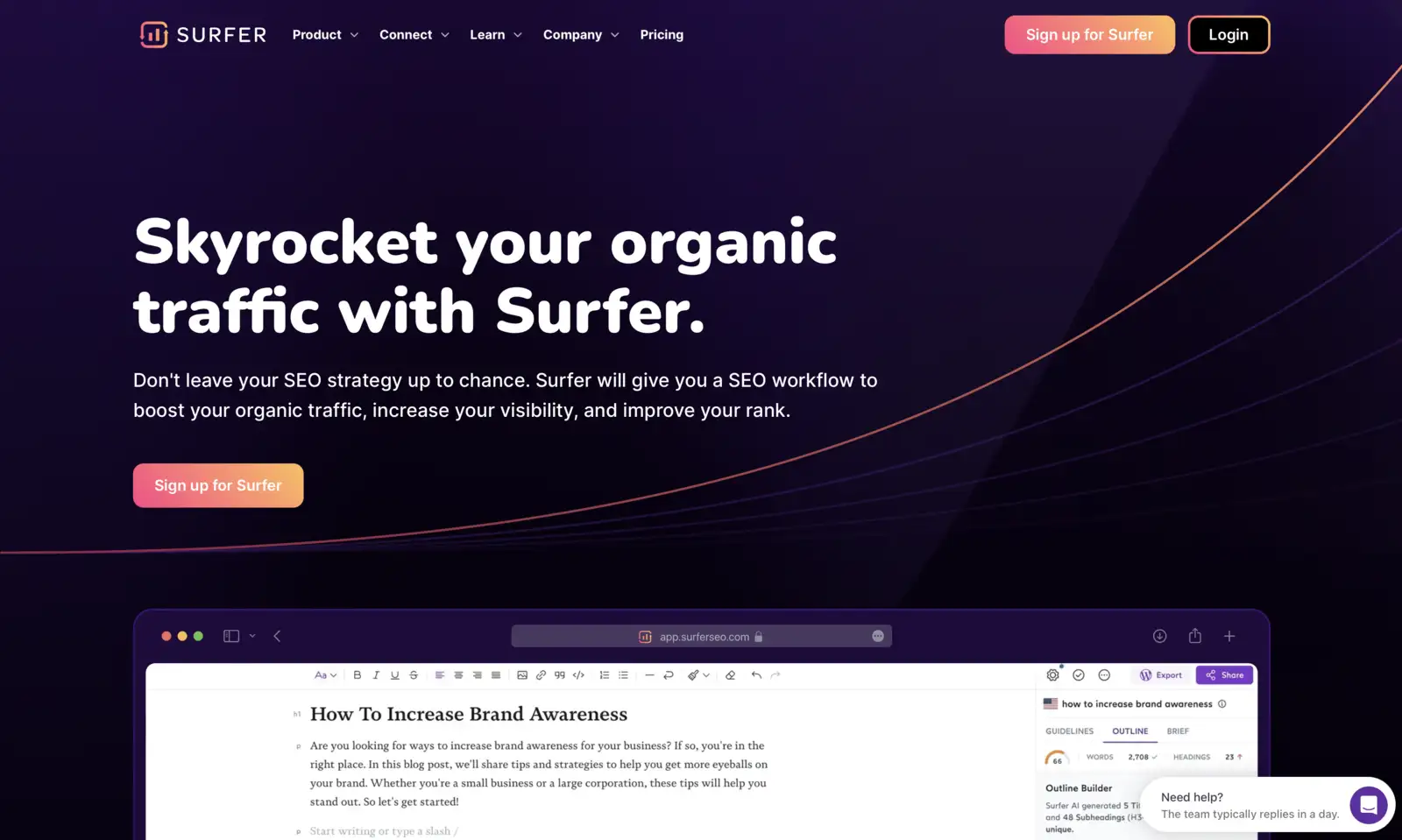 SaaS platform Surfer's Website made in Webflow
